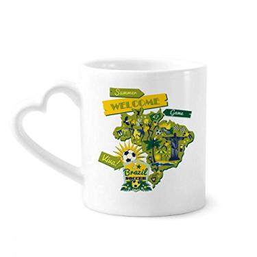 Imagem de Welcom Brazil Caneca de futebol de verão café cerâmica copo de coração de vidro