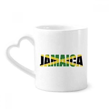 Imagem de Caneca com nome da bandeira do país da Jamaica caneca de café cerâmica copo de coração de vidro