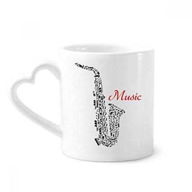 Imagem de Sax Caneca de cerâmica para ouvir música clássica Illustrate caneca café copo de coração de vidro