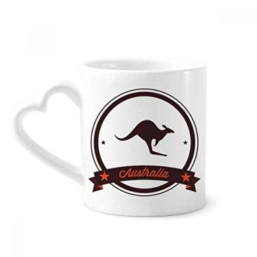 Imagem de Caneca com ilustração de emblema canguru sabor australiano caneca café cerâmica copo de coração de vidro
