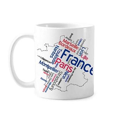Imagem de Words City Name France Mark Map Caneca cerâmica cerâmica café porcelana xícara louça