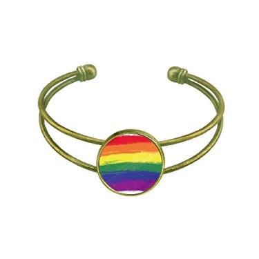 Imagem de Bracelete Stippling Rainbow Gay Lésbica LGBT Bracelete Retrô Aberto Cuff Jewelry, Cerâmica Metal, Na