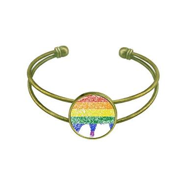 Imagem de Bracelete arco-íris gay lésbica porco LGBT pulseira retrô de punho aberto, Na