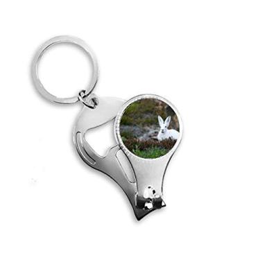 Imagem de White Rabbit Science Nature Scenery Nail Nipper Ring Chaveiro Abridor de Garrafas Clipper
