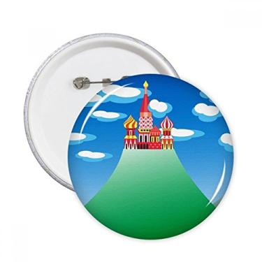 Imagem de Broche redondo de castelo de nuvem de montanha francesa chinesa com emblema de botão para decoração 5 peças