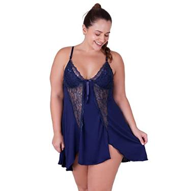 Imagem de Camisola Plus Size Detahe de Renda Adulto Feminino Terra e Mar Tamanho:GG;Cor:Transparente;Genero:Mulher