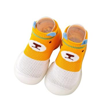 Imagem de Sapatos infantis para meninas verão e outono confortáveis sapatos infantis fofos estampa de coelho de cervo bebê (laranja, 0-6 meses)