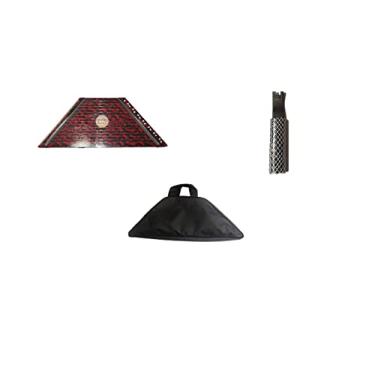 Imagem de Kit 1 Mini Cítara Harpa Madeira Com Chave De Afinação E Bag Vermelha