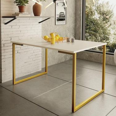 Imagem de Mesa de Jantar Steel Estilo Industrial Pés de Aço 120x80cm
