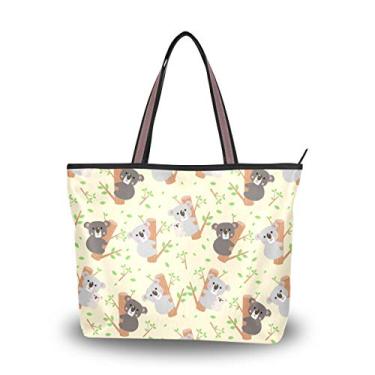 Imagem de ColourLife Bolsa de ombro com alça superior fofa de coala e folhas, bolsa de ombro para mulheres e meninas, Multicolorido., Large