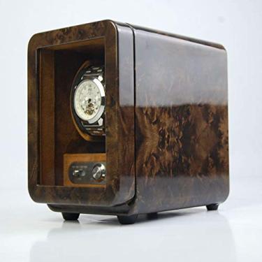 Imagem de Enrolador de relógio automático com motor silencioso, caixas de armazenamento de enrolador de relógio automático duplo de madeira Caixa de enrolamento de relógio adequada para relógios femininos e masculinos