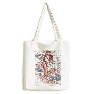 Imagem de Quimono Geisha Fan Japan Waves sacola sacola de compras casual bolsa de mão