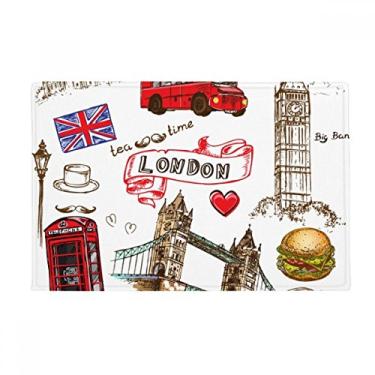 Imagem de DIYthinker Heart Tower Bus Car Tapete de carro de hambúrguer Reino Unido Tapete antiderrapante para porta de banheiro