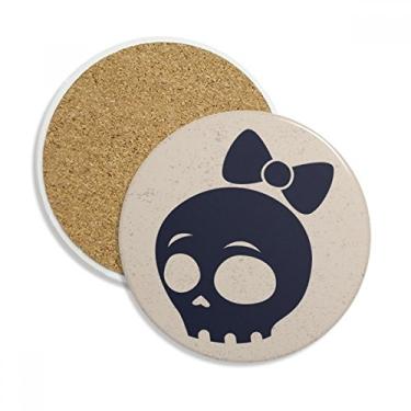 Imagem de Adorável caneca de porta-copos com caveiras de Halloween e pedra absorvente de proteção de mesa