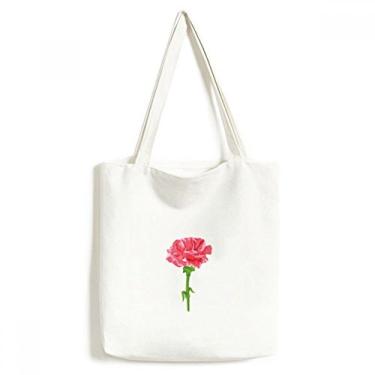 Imagem de Sacola de lona com estampa de flor e folhas de planta, bolsa de compras casual