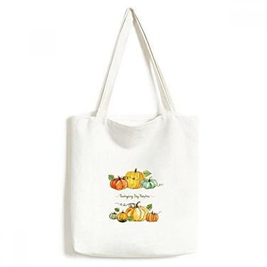 Imagem de Bolsa de lona com estampa de Dia de Ação de Graças com desenho Pumkin bolsa de compras casual