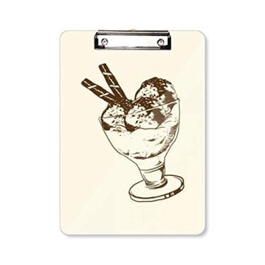 Imagem de Bloco de chocolate marrom com barra de sorvete e bola de sorvete placa de suporte A4