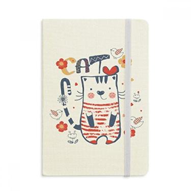 Imagem de Caderno de desenho de flores de gato fofo de desenho de flores oficial de tecido rígido diário clássico