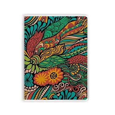 Imagem de Caderno de flores abstratas coloridas com estampa decorativa, capa de goma