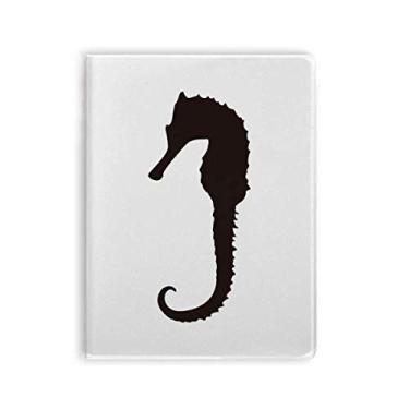 Imagem de Caderno Hippocampus Vida Marinha Silhueta Preta Goma Diário Capa Macia Diário