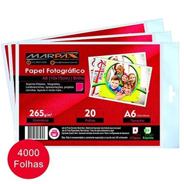 Imagem de Papel Foto 10x15 260g Brilhante Marpax 4000 Fls 01 caixa