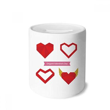 Imagem de DIYthinker Caixa de moedas vermelha abstrata de Natal origami caixa de cerâmica porta-moedas presente de cofrinho