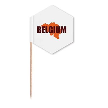 Imagem de Mapa europeu da Bélgica de Bruxelas, palitos de cupcake, bandeiras de palitos de festa