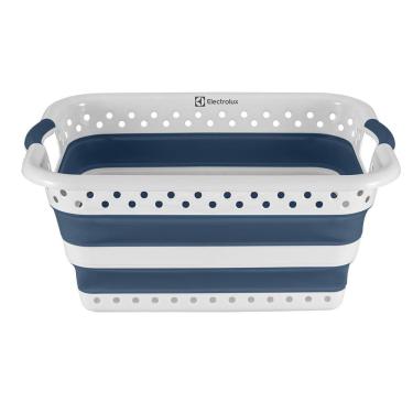 Imagem de Cesto para Roupas Dobrável Electrolux 40 Litros Branco e Azul