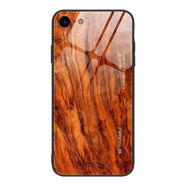 Imagem de Para iPhone SE 2020 Case Luxo Textura de Madeira Vidro Temperado Capa Traseira para iPhone 11 Pro Max XS X XR 7 8 Plus 6 6s 12,T6,Para iPhone 6