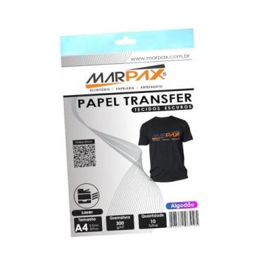Imagem de Papel Transfer Laser A4 Tecidos Escuros 300g/m² Marpax 10fls