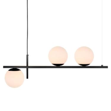 Imagem de Pendente Jabuticaba Preto Vidro Globo Fosco Sala Mesa