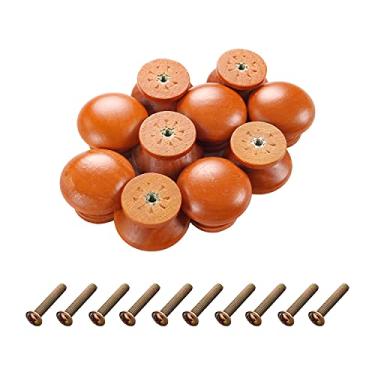 Imagem de Bettomshin , Puxadores redondos de madeira 33 x 25 mm/1,3" x 0,98" (DxA) móveis armário cozinha verniz puxadores para gaveta de cômoda guarda-roupa material de madeira maciça 10 peças