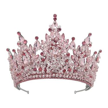Imagem de Tiaras e coroas grandes para mulheres, coroas altas de cristal, com strass, rainha real, tiara de princesa quinze anos, para casamento, aniversário, formatura, festa, cosplay, fantasia, X-Large, Cristal, Cristal