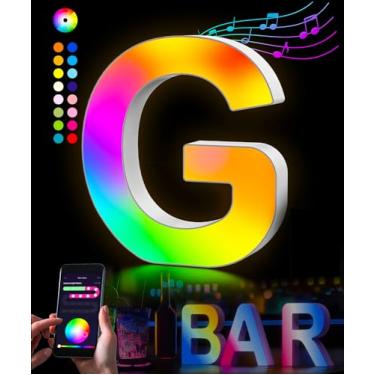 Imagem de Selfila Alfabeto Led Light Up Letters - Alfabeto Luzes de Letra Colorida Pequenas Letras com Luzes Smart APP Música Sync Letter Sign Lights for Boy Girl Kids Gift Bedroom Decor Night Light Letter (Letter G)