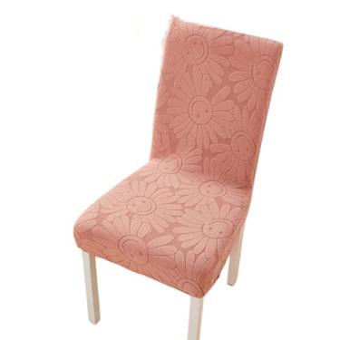 Imagem de Capa de cadeira de jantar com costas jacquard capas para cadeiras para cozinha extensível cadeiras de casamento casa, capa de cadeira, rosa, 2 peças