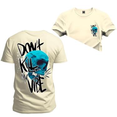 Imagem de Camiseta Premium Estampada Algodão Kill Vibe Frente Costas Perola P