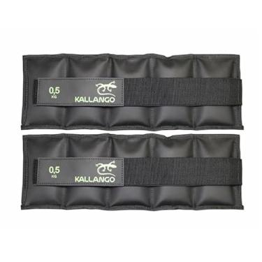 Imagem de Caneleira Kallango Profissional Emborrachada Preta 0,5kg Par