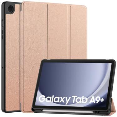 Imagem de Capa fina resistente compatível com Samsung Galaxy Tab A9 Plus 27.9 cm SM-X210/SM-216/SM-X218 com suporte de caneta S integrado, capa protetora de TPU macio, capa de hibernar/despertar automática