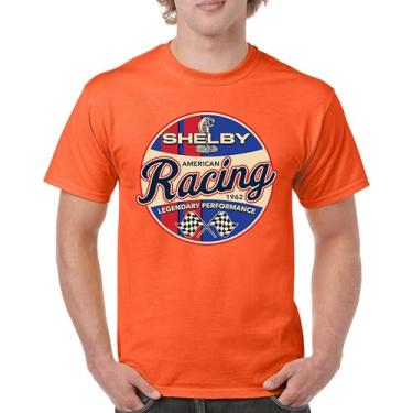 Imagem de Camiseta masculina Shelby Racing 1962 American Muscle Car Mustang Cobra GT500 GT350 Performance Powered by Ford, Laranja, G