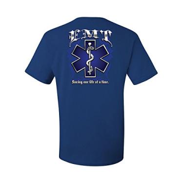 Imagem de Camiseta EMT Saving One Life at a Time Camiseta paramédico First Responders, Azul royal, M