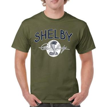 Imagem de Camiseta masculina vintage com logotipo Shelby Cobra American Legendary Mustang 427 GT500 GT350 Performance Powered by Ford, Verde militar, M