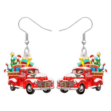 Imagem de DALANE Brincos de caminhão de árvore de Natal anime acrílico pingente gota doce vermelho joias para carro para mulheres meninas crianças pingentes presentes lembrancinhas de festa, Medium, Acrílico,