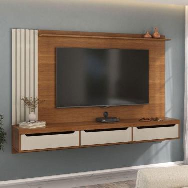 Imagem de Painel para TV Até 75 Polegadas Luxo 3 Gavetas Cinamomo/Off White - Pnr Móveis