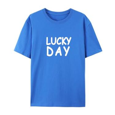 Imagem de BAFlo Camisetas Lucky Day com manga curta para homens e mulheres, Azul, 4G