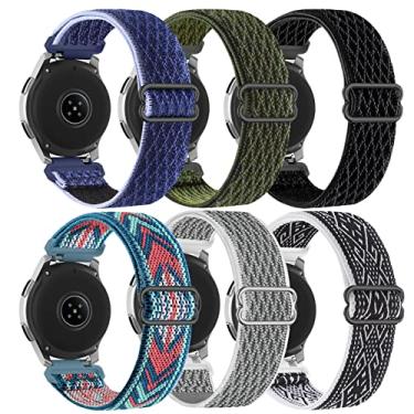 Imagem de Farluya Pacote com 6 pulseiras de relógio compatíveis com Samsung Galaxy Watch 3 de 45 mm/Galaxy Watch de 46 mm/Gear S3 Frontier, pulseiras de relógio de nylon elástico de 22 mm, pulseira ajustável para homens e mulheres