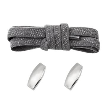 Imagem de Lock Elastic Laces Sneakers Tennis Shoelaces Without Ties Adult Kids Flat No Tie Shoelace For Shoes Accessories (Color : Dark gray)