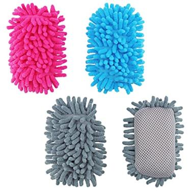 Imagem de YETOOME 4 peças de borracha para quadro branco de microfibra, apagável a seco de microfibra lavável, apagador de quadro branco para marcadores, giz, casa, sala de aula e escritório (cinza, azul, rosa)