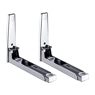 Imagem de iayokocc Suporte de micro-ondas montado na parede, prateleira dobrável de aço inoxidável para cozinha (prata)