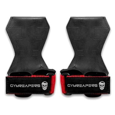 Imagem de (Large, Red) - Gymreapers Weight Lifting Grips (Pair) for Heavy Powerlifting, Deadlifts, Rows, Pull Ups, with Neoprene Padded Wrist Wraps Support and Strong Rubber Gloves or Straps for Bodybuilding 100%