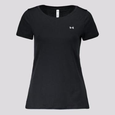 Imagem de Camiseta Under Armour Heat Gear Feminina Preta e Cinza-Feminino